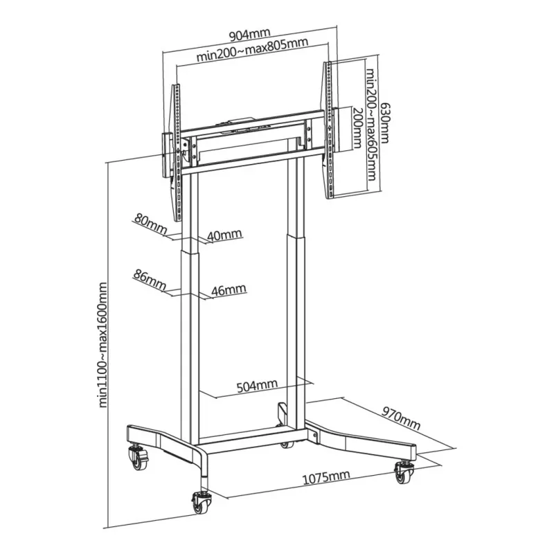 Techly ICA-TR68M Soporte de pared/ pie para TV 2,54 m (100