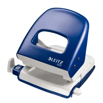 Perforadora Leitz NeXXt 5008, 2 taladros 30 hojas, 30 hojas, azul, blanco, 8 cm, 3 mm, A4, A5, A6, Folio, US-Quart, 107 mm