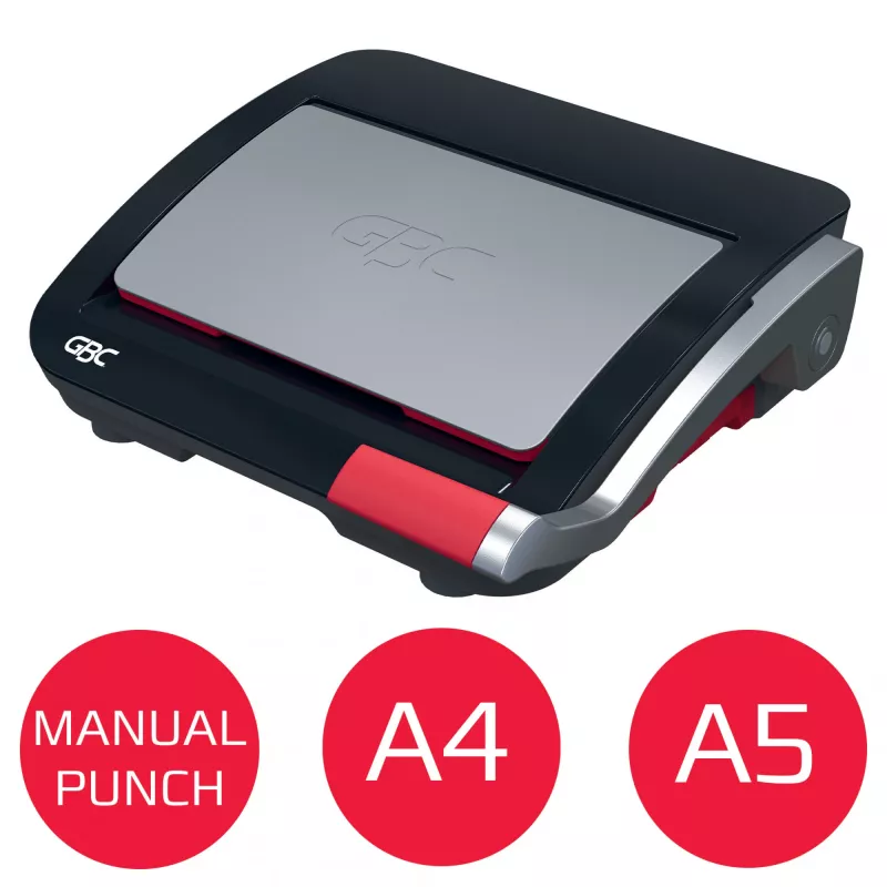 GBC CombBind CB20 encuadernadora de peine de plástico, negro/plata/rojo