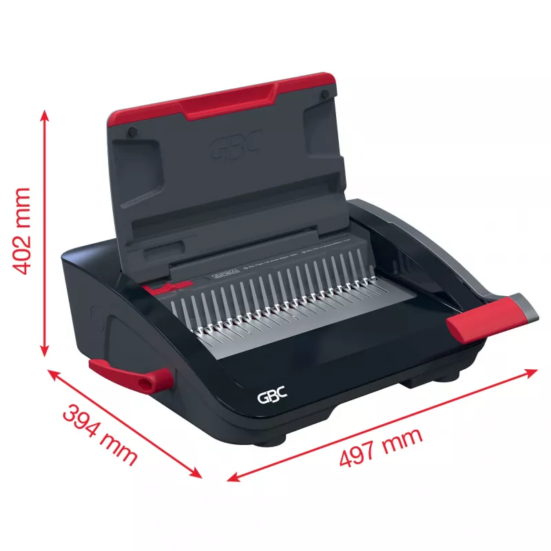 GBC CombBind CB20 encuadernadora de peine de plástico, negro/plata/rojo