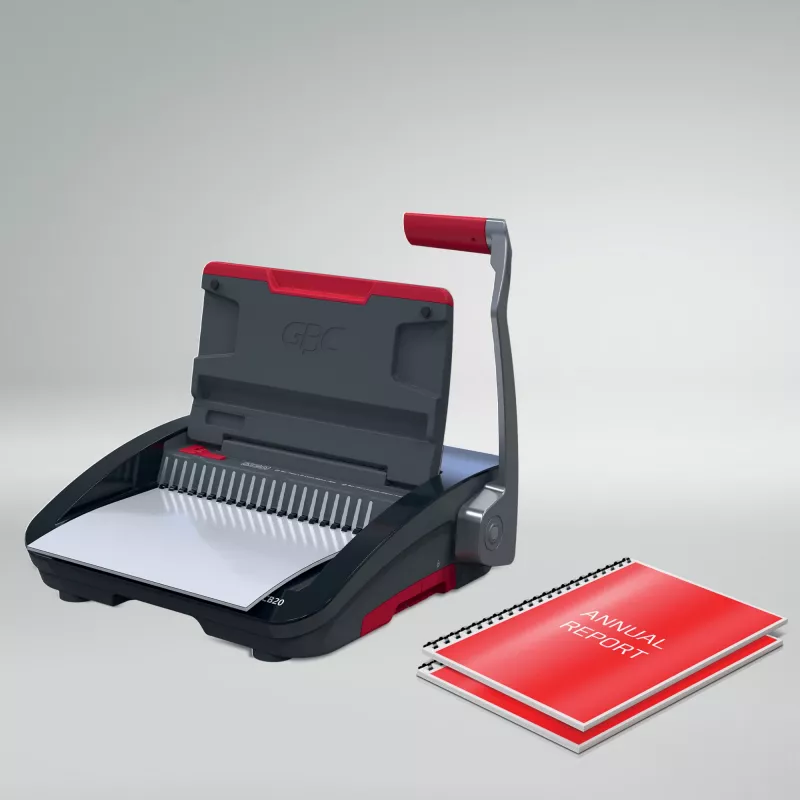 GBC CombBind CB20 encuadernadora de peine de plástico, negro/plata/rojo