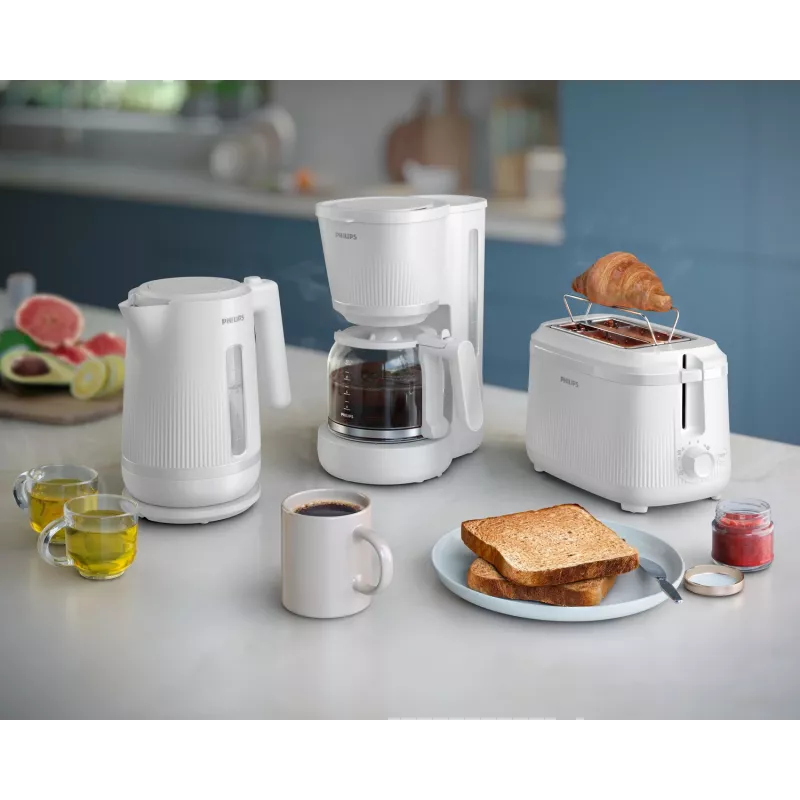 Philips Serie 3000 hervidor de agua, 1,7 l, 2200 W, blanco, plástico, protección contra sobrecalentamiento, inalámbrico