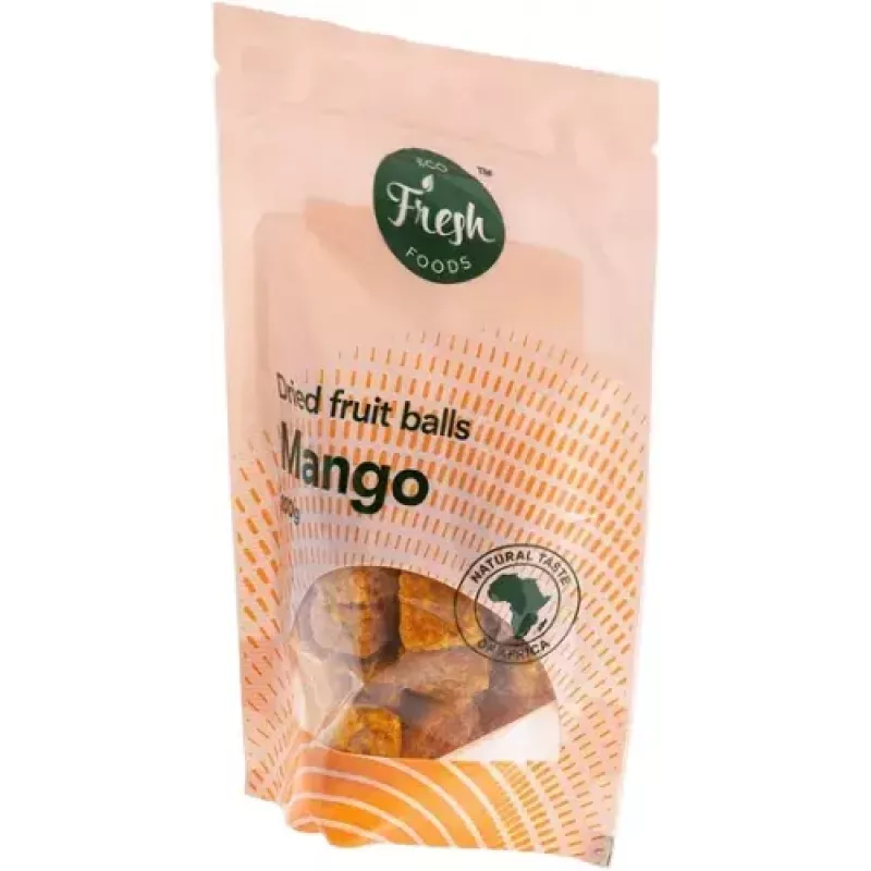 Dados de mango deshidratados 100 g, Eco fresh foods – snack, ingrediente para repostería y muesli