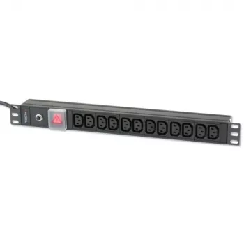 Techly Rack 19 pulgadas PDU 12 salidas VDE con conector macho C20 e interruptor
