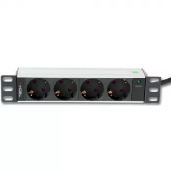 Techly I-CASE M10-4D Unidad de distribución de corriente (PDU) 4 salidas AC 1U negro, plata