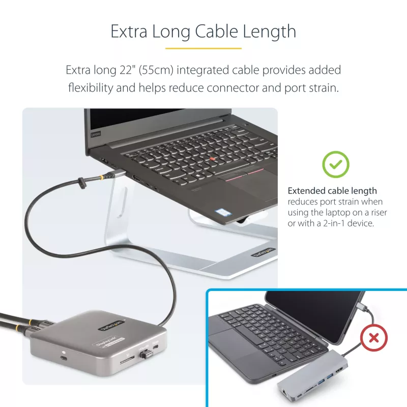 StarTech.com Docking station USB-C, doble 4K 60Hz HDMI, compatible con Macbook Pro (M1/M2/M3/M4) y Windows, hub USB-A/USB-C 10Gbps, 100W Power Delivery, GbE, SD, cable de 56cm