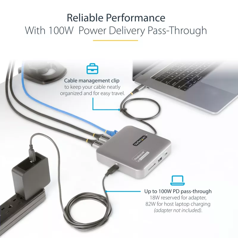 StarTech.com Docking station USB-C, doble 4K 60Hz HDMI, compatible con Macbook Pro (M1/M2/M3/M4) y Windows, hub USB-A/USB-C 10Gbps, 100W Power Delivery, GbE, SD, cable de 56cm