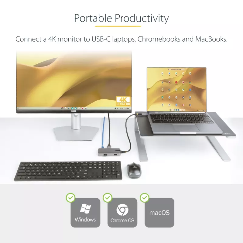 StarTech.com Adaptador multipuerto USB-C – HDMI 4K 60Hz – HDR – Hub USB 3.0 de 2 puertos y 5Gbps – Power Delivery Pass-Through de 100W – GbE – Works with Chromebook certificado – Windows/macOS