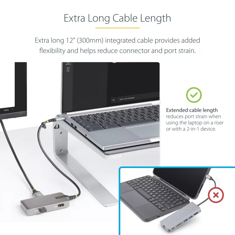 StarTech.com Adaptador multipuerto USB-C – HDMI 4K 60Hz – HDR – Hub USB 3.0 de 2 puertos y 5Gbps – Power Delivery Pass-Through de 100W – GbE – Works with Chromebook certificado – Windows/macOS