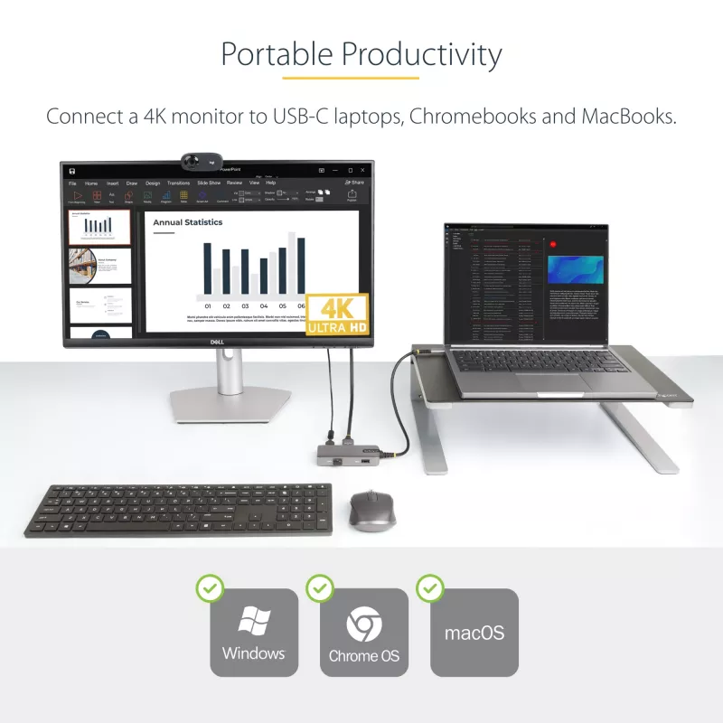StarTech.com Adaptador multipuerto USB-C - 4K 60Hz HDMI con HDR - hub USB de 3 puertos - 100W Power Delivery Pass-Through - certificado Works With Chromebook - Windows/macOS/iPadOS/Android™