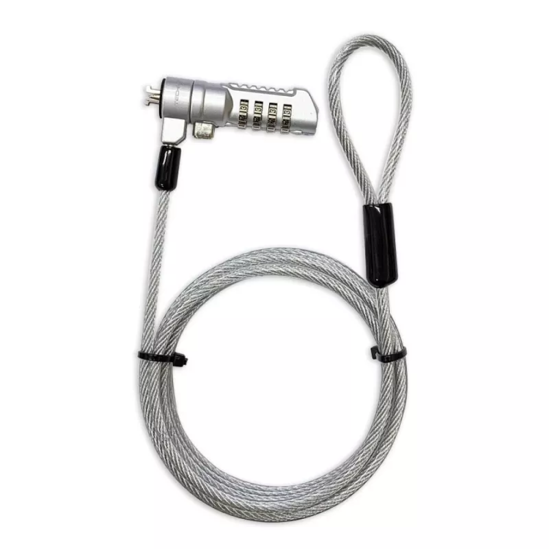 Techly Candado de seguridad numérico combinación para portátil para ranura Nano, 1,8 m, candado de combinación, metal, acero, plata