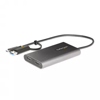 StarTech.com Adaptador USB-C a doble HDMI – USB-C o A a 2x HDMI – 4K 60Hz – 100W Power Delivery Pass-Through – cable integrado de 30 cm (1ft) – convertidor USB a HDMI multi-monitor para portátil – TAA