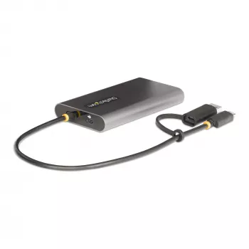 StarTech.com Adaptador USB-C a doble HDMI – USB-C o A a 2x HDMI – 4K 60Hz – 100W Power Delivery Pass-Through – cable integrado de 30 cm (1ft) – convertidor USB a HDMI multi-monitor para portátil – TAA