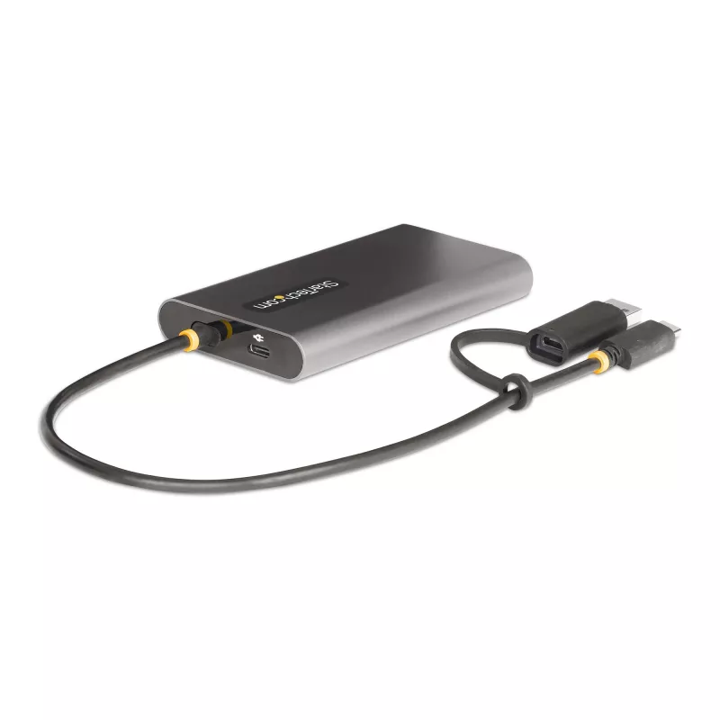 StarTech.com Adaptador USB-C a doble HDMI – USB-C o A a 2x HDMI – 4K 60Hz – 100W Power Delivery Pass-Through – cable integrado de 30 cm (1ft) – convertidor USB a HDMI multi-monitor para portátil – TAA