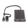 StarTech.com Adaptador USB-C a doble HDMI – USB-C o A a 2x HDMI – 4K 60Hz – 100W Power Delivery Pass-Through – cable integrado de 30 cm (1ft) – convertidor USB a HDMI multi-monitor para portátil – TAA