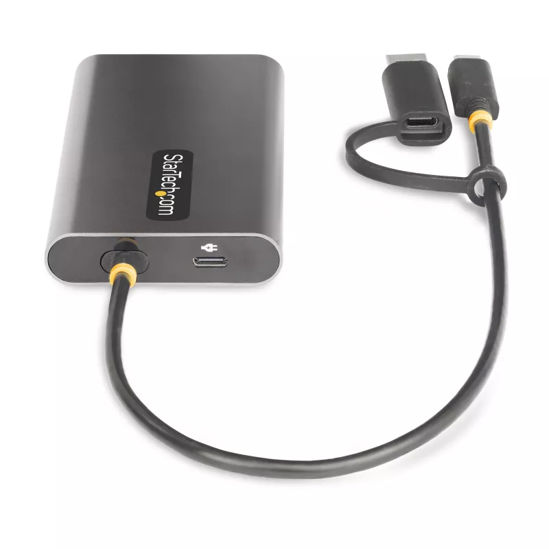 StarTech.com Adaptador USB-C a doble HDMI – USB-C o A a 2x HDMI – 4K 60Hz – 100W Power Delivery Pass-Through – cable integrado de 30 cm (1ft) – convertidor USB a HDMI multi-monitor para portátil – TAA