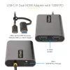 StarTech.com Adaptador USB-C a doble HDMI – USB-C o A a 2x HDMI – 4K 60Hz – 100W Power Delivery Pass-Through – cable integrado de 30 cm (1ft) – convertidor USB a HDMI multi-monitor para portátil – TAA