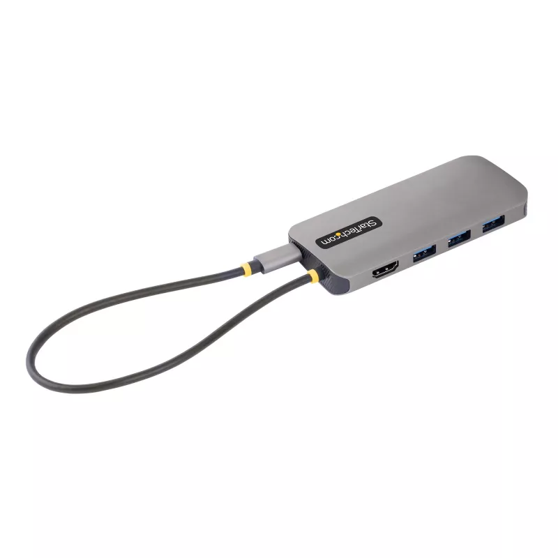 StarTech.com Adaptador multipuerto USB-C – vídeo 4K 60Hz HDMI, hub USB-A de 3 puertos 5Gbit/s, 100W USB Power Delivery Pass-Through/GbE/SD/MicroSD, cable de 30cm, docking station portátil para portátil