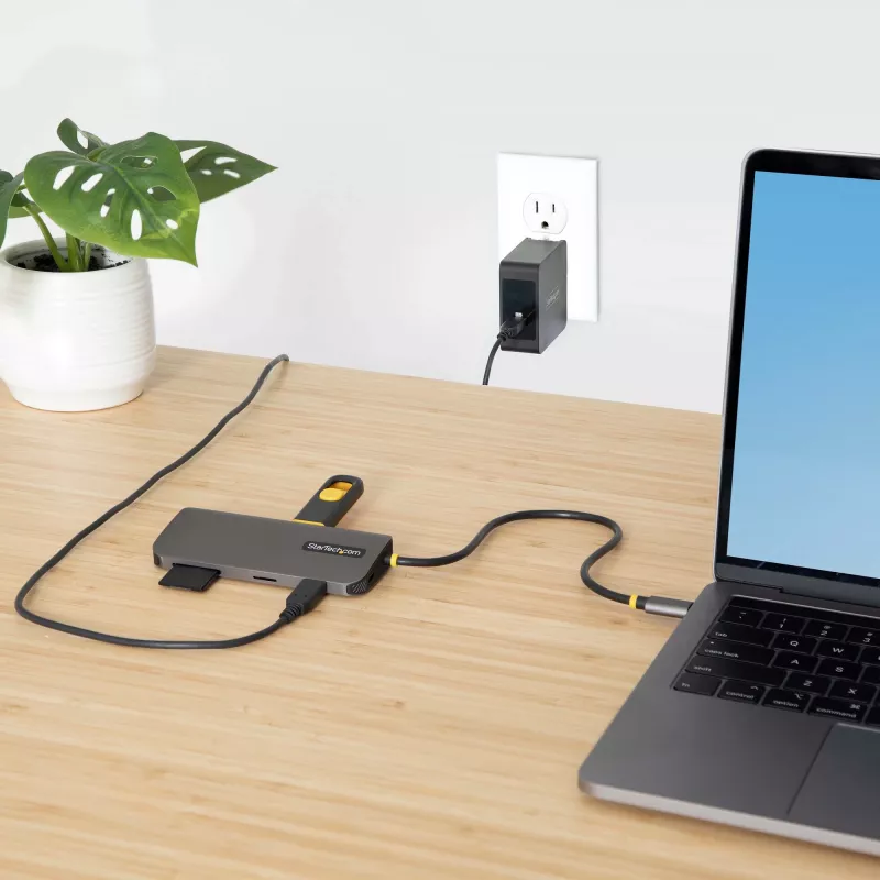 StarTech.com Adaptador multipuerto USB-C – vídeo 4K 60Hz HDMI, hub USB-A de 3 puertos 5Gbit/s, 100W USB Power Delivery Pass-Through/GbE/SD/MicroSD, cable de 30cm, docking station portátil para portátil