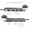 StarTech.com Adaptador multipuerto USB-C – vídeo 4K 60Hz HDMI, hub USB-A de 3 puertos 5Gbit/s, 100W USB Power Delivery Pass-Through/GbE/SD/MicroSD, cable de 30cm, docking station portátil para portátil