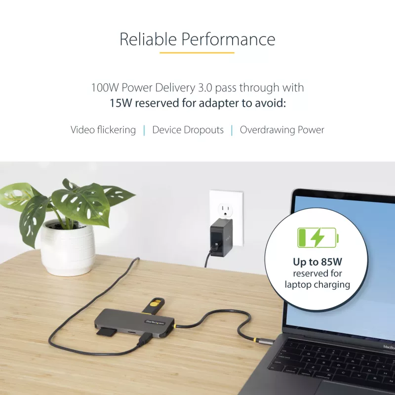 StarTech.com Adaptador multipuerto USB-C – vídeo 4K 60Hz HDMI, hub USB-A de 3 puertos 5Gbit/s, 100W USB Power Delivery Pass-Through/GbE/SD/MicroSD, cable de 30cm, docking station portátil para portátil