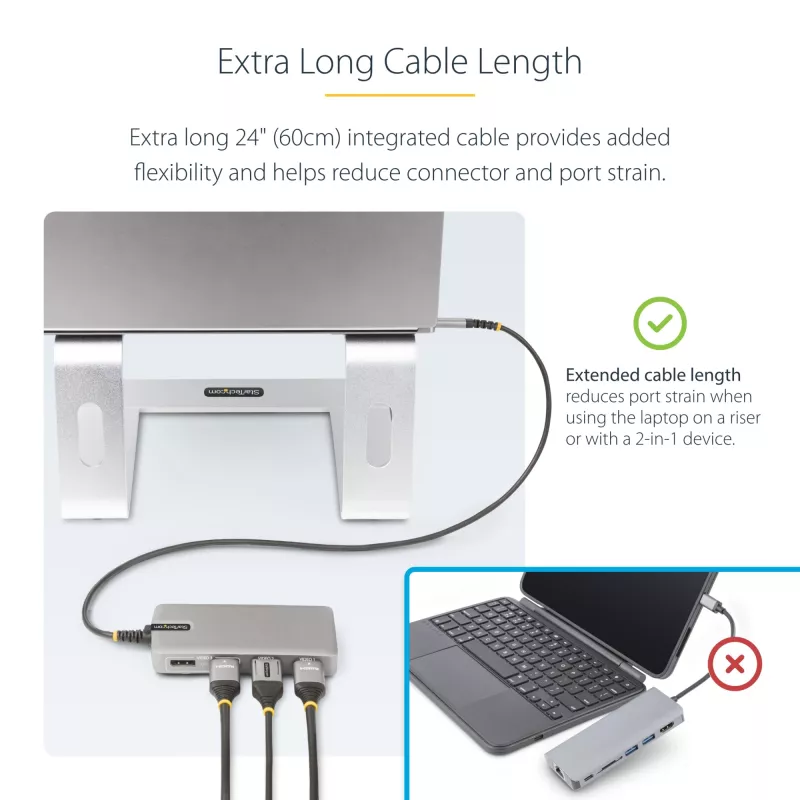 StarTech.com Adaptador multipuerto USB-C triple monitor, doble 4K 60Hz + 4K 30Hz HDMI y DisplayPort, hub USB de 3 puertos 10Gbps, 100W PD Pass-Through, GbE, travel dock, Windows y ChromeOS