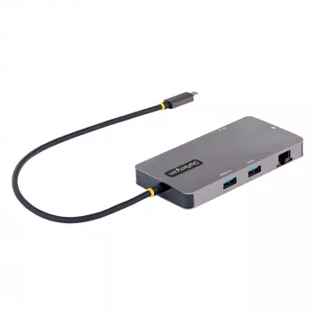 StarTech.com Adaptador multipuerto USB-C, vídeo doble HDMI, 4K 60Hz, hub USB-A de 2 puertos 5 Gbit/s, 100 W Power Delivery Pass-Through/GbE/SD/MicroSD, cable de 30 cm, travel dock, docking station para portátil