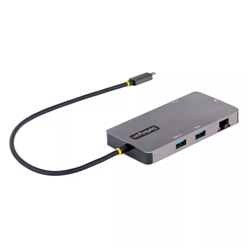 StarTech.com Adaptador multipuerto USB-C, vídeo doble HDMI, 4K 60Hz, hub USB-A de 2 puertos 5 Gbit/s, 100 W Power Delivery Pass-Through/GbE/SD/MicroSD, cable de 30 cm, travel dock, docking station para portátil