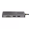 StarTech.com Adaptador multipuerto USB-C, vídeo doble HDMI, 4K 60Hz, hub USB-A de 2 puertos 5 Gbit/s, 100 W Power Delivery Pass-Through/GbE/SD/MicroSD, cable de 30 cm, travel dock, docking station para portátil