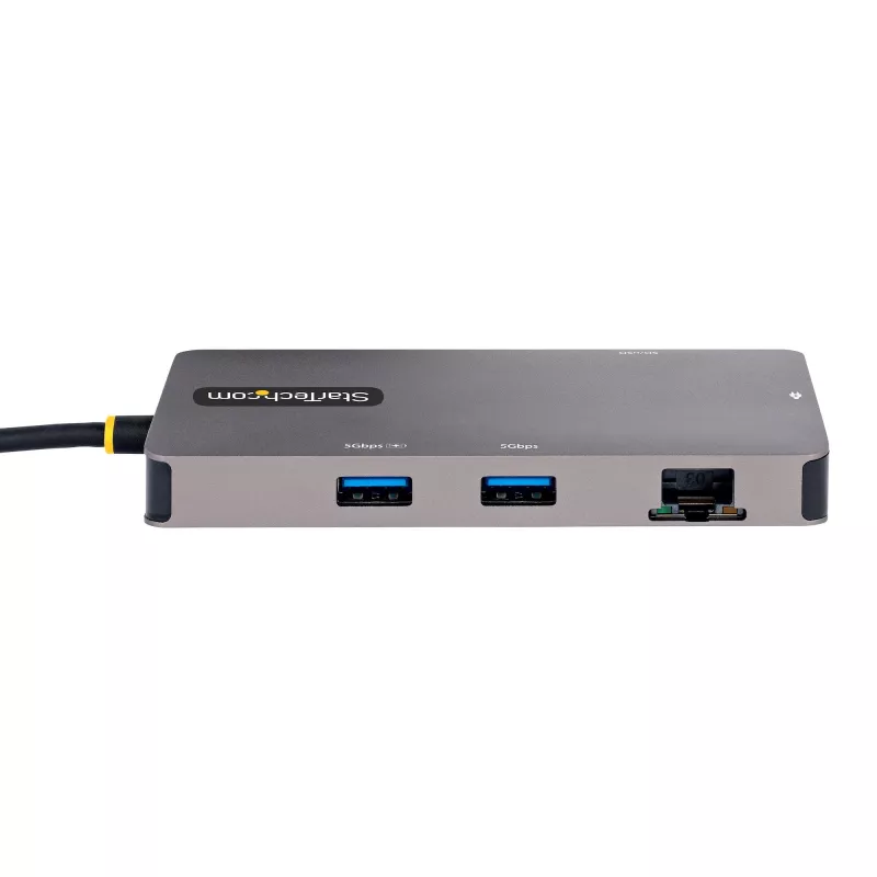 StarTech.com Adaptador multipuerto USB-C, vídeo doble HDMI, 4K 60Hz, hub USB-A de 2 puertos 5 Gbit/s, 100 W Power Delivery Pass-Through/GbE/SD/MicroSD, cable de 30 cm, travel dock, docking station para portátil