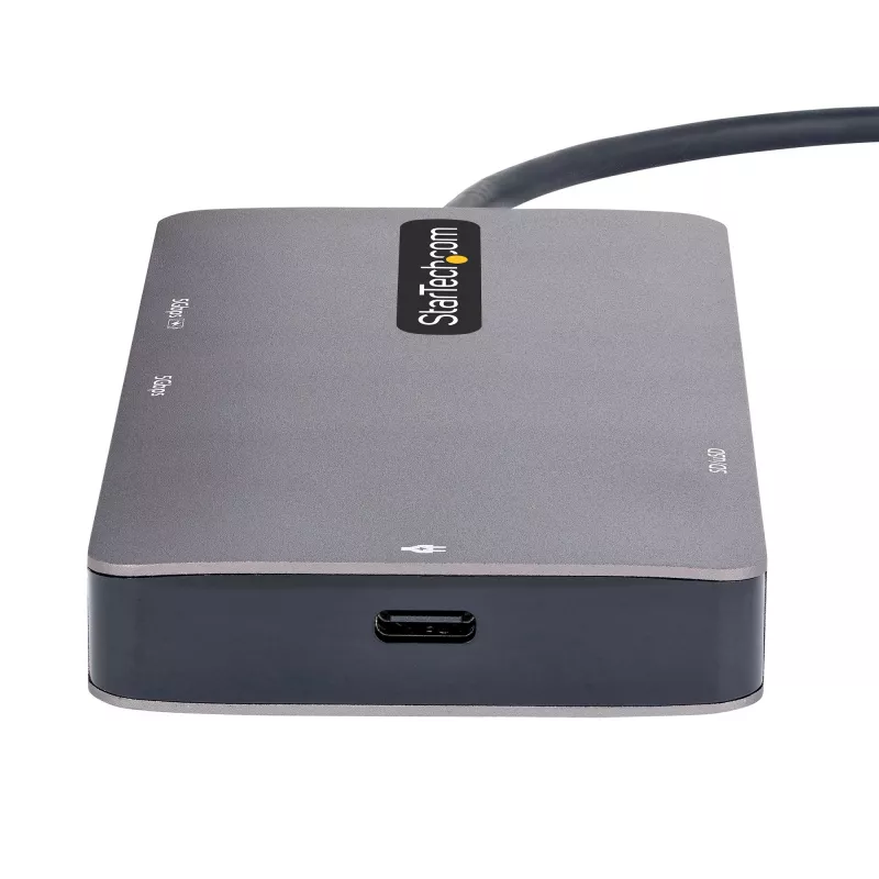 StarTech.com Adaptador multipuerto USB-C, vídeo doble HDMI, 4K 60Hz, hub USB-A de 2 puertos 5 Gbit/s, 100 W Power Delivery Pass-Through/GbE/SD/MicroSD, cable de 30 cm, travel dock, docking station para portátil
