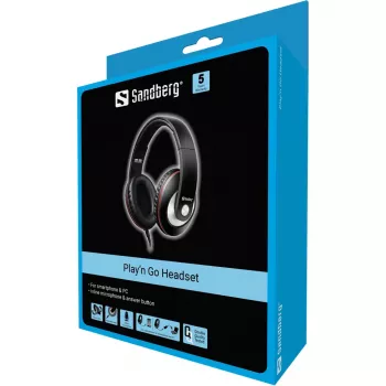 Sandberg Play'n Go Auricular negro, con cable, llamadas/música, 20 - 20000 Hz, 430 g, auricular, negro