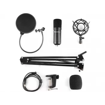 Sandberg Streamer Kit de micrófono USB, micrófono de estudio, -27 dB, 30 - 16000 Hz, 24 bit, 96 kHz, unidireccional
