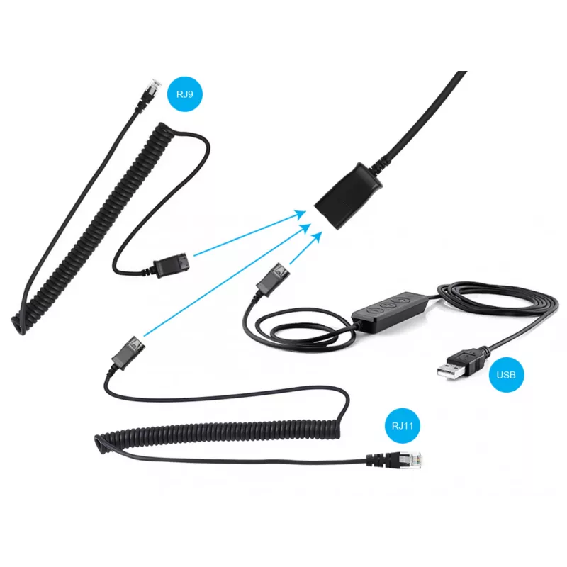 Sandberg Auricular USB+RJ9/11 Headset Pro Stereo, con cable, oficina/call center, 20 - 7000 Hz, auricular, negro