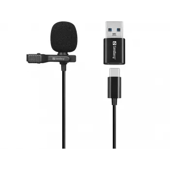 Sandberg Micrófono de pinza USB Streamer, micrófono lavalier/de solapa, -38 dB, 50 - 18000 Hz, 16 Bit, 48 kHz, 84 dB