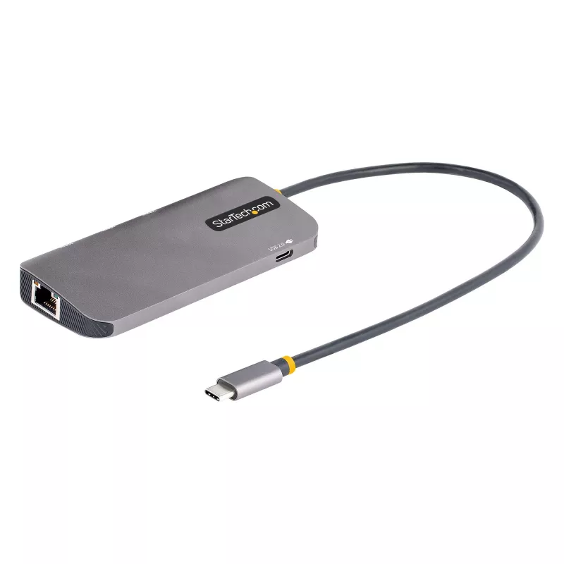 StarTech.com Adaptador multipuerto USB-C, vídeo 4K 60Hz HDMI, hub USB de 3 puertos 5Gbps, 100W Power Delivery Pass-Through, GbE, cable de 30 cm, mini travel dock, docking station para portátil