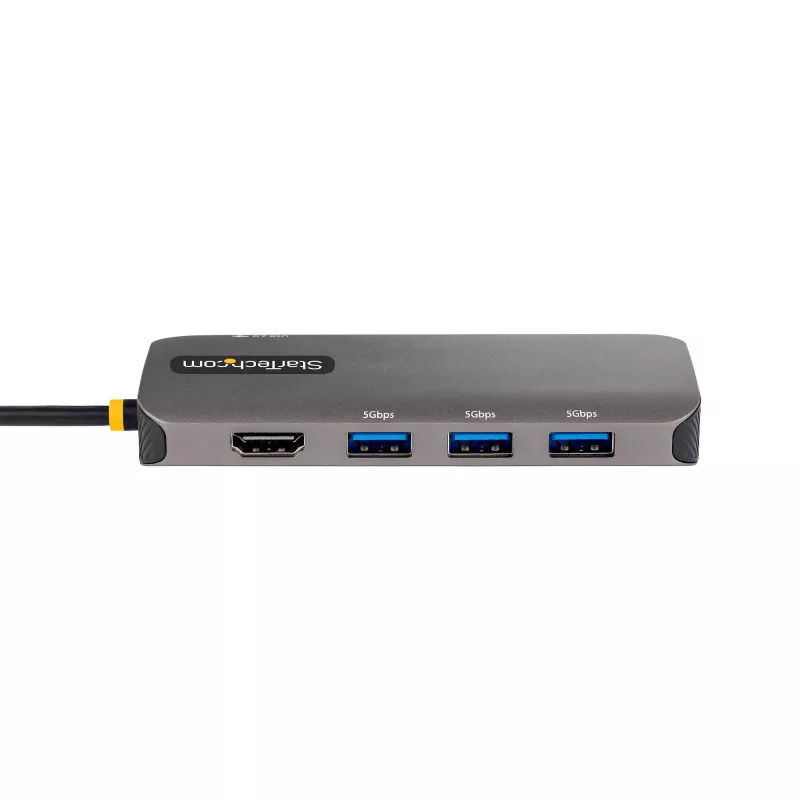 StarTech.com Adaptador multipuerto USB-C, vídeo 4K 60Hz HDMI, hub USB de 3 puertos 5Gbps, 100W Power Delivery Pass-Through, GbE, cable de 30 cm, mini travel dock, docking station para portátil