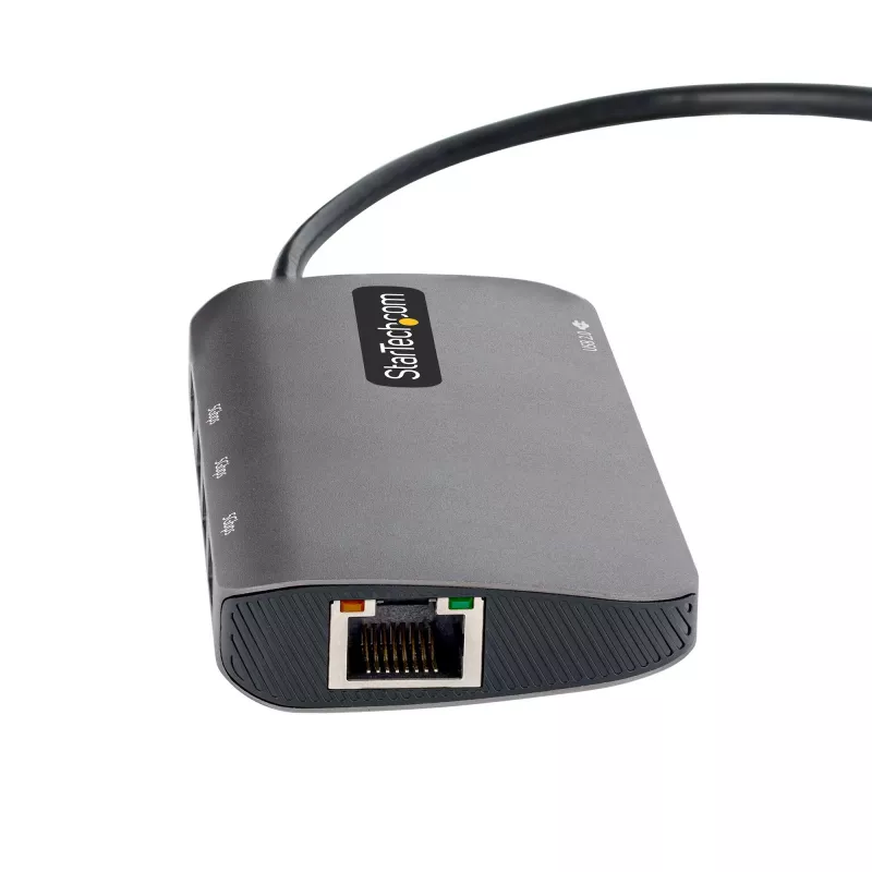StarTech.com Adaptador multipuerto USB-C, vídeo 4K 60Hz HDMI, hub USB de 3 puertos 5Gbps, 100W Power Delivery Pass-Through, GbE, cable de 30 cm, mini travel dock, docking station para portátil