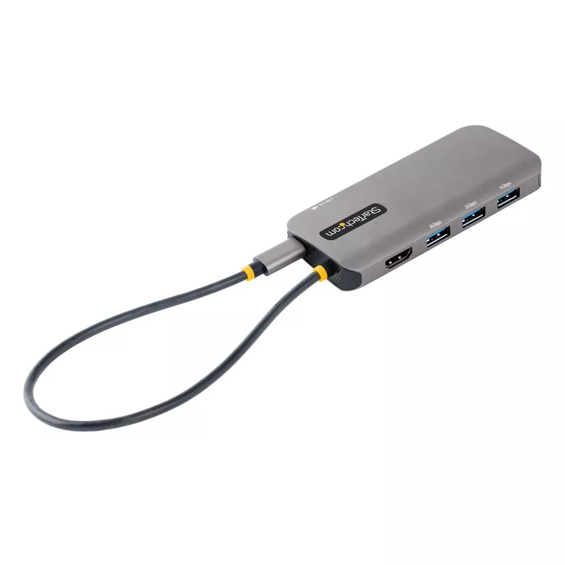 StarTech.com Adaptador multipuerto USB-C, vídeo 4K 60Hz HDMI, hub USB de 3 puertos 5Gbps, 100W Power Delivery Pass-Through, GbE, cable de 30 cm, mini travel dock, docking station para portátil