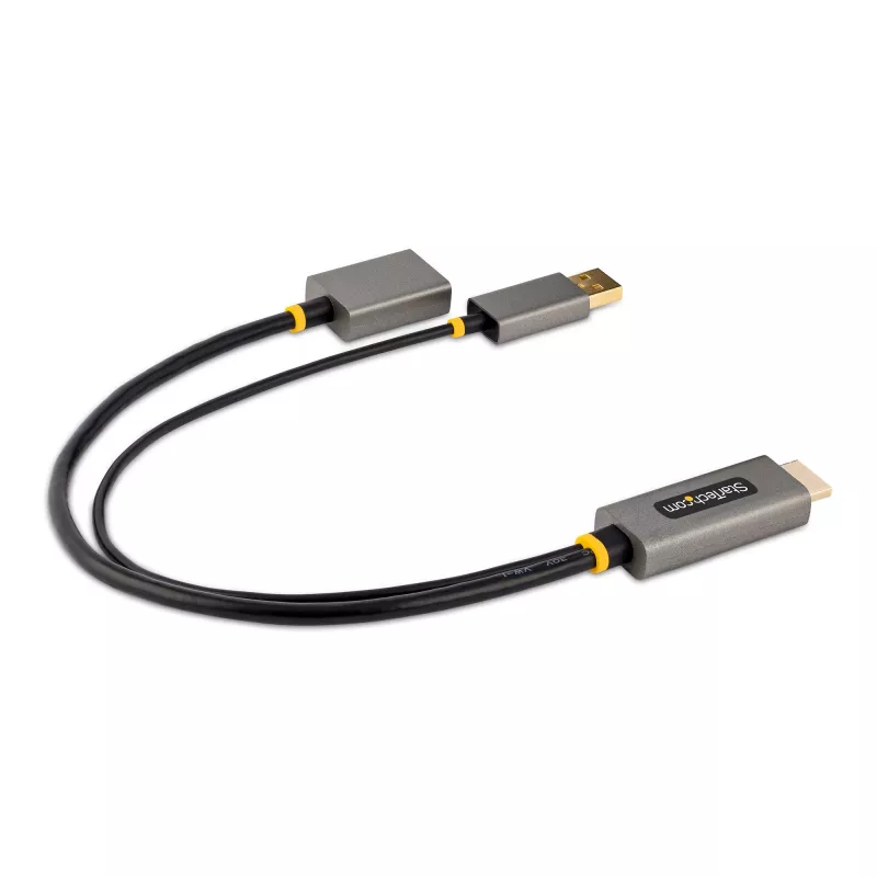 StarTech.com Cable adaptador HDMI a DisplayPort de 30cm, convertidor activo 4K 60Hz HDMI 2.0 a DP 1.2, HDR, alimentación por bus USB, fuente HDMI a monitor DisplayPort para portátiles/PCs