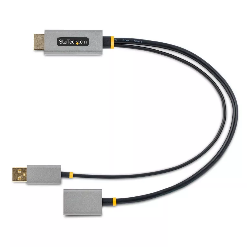 StarTech.com Cable adaptador HDMI a DisplayPort de 30cm, convertidor activo 4K 60Hz HDMI 2.0 a DP 1.2, HDR, alimentación por bus USB, fuente HDMI a monitor DisplayPort para portátiles/PCs