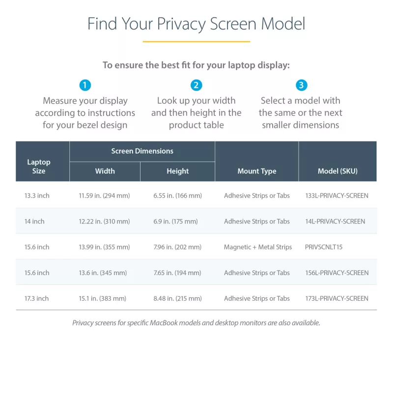 StarTech.com Filtro de privacidad para portátil de 33,8 cm (13,3