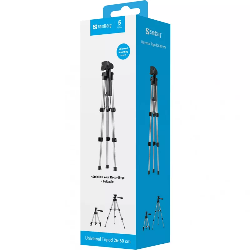 Sandberg Trípode universal 26-60 cm, 3 patas, negro, plata, 60 cm