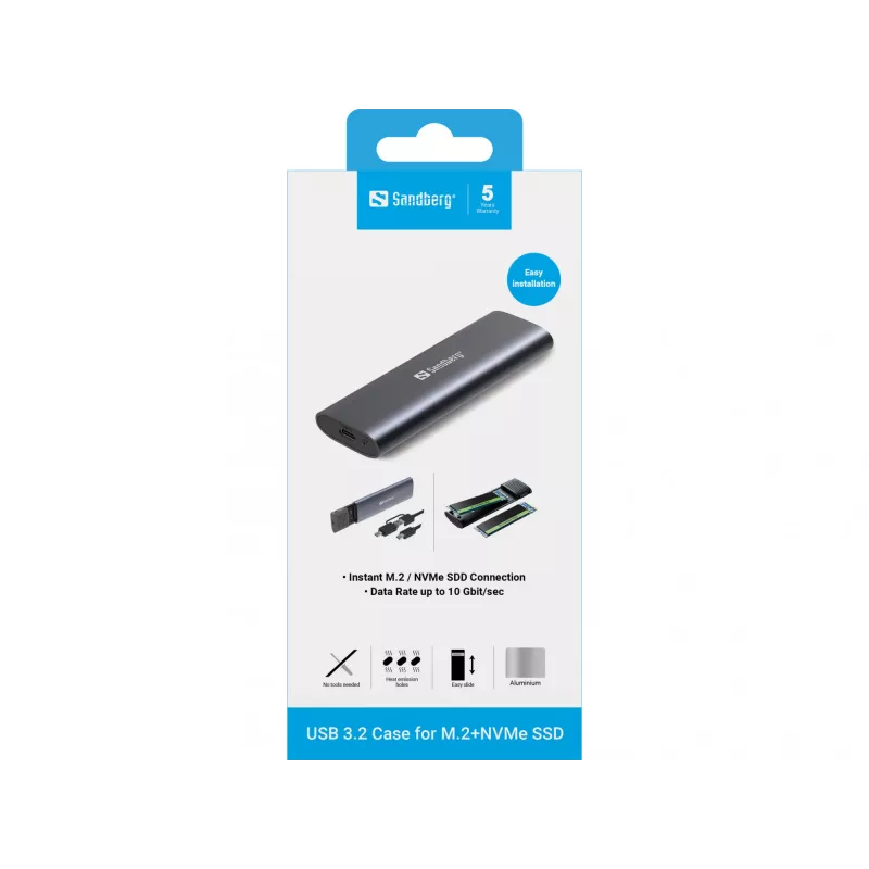 Carcasa Sandberg USB 3.2 para SSD M.2+NVMe