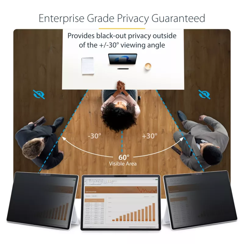 StarTech.com Filtro de privacidad de 4 vías para portátil Surface Pro 8/9/X de 13 pulgadas, horizontal/vertical, táctil, ángulo de visión de +/- 30°, bloquea hasta el 51 % de luz azul, antirreflejo