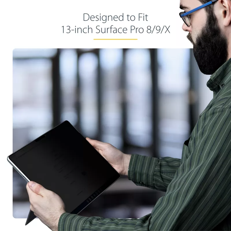 StarTech.com Filtro de privacidad de 4 vías para portátil Surface Pro 8/9/X de 13 pulgadas, horizontal/vertical, táctil, ángulo de visión de +/- 30°, bloquea hasta el 51 % de luz azul, antirreflejo