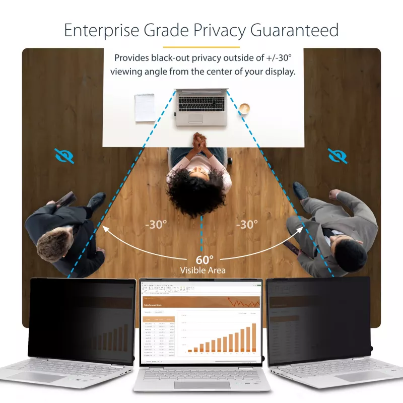 StarTech.com Filtro de privacidad Flip-Over con táctil para portátil de 14 pulgadas 16:10, filtro de privacidad antirreflejo, protector de pantalla para monitor de portátil con reducción del 51 % de luz azul