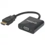 Manhattan 151467 convertidor de HDMI a VGA, HDMI macho a VGA hembra, puerto de alimentación Micro-USB opcional, 22 cm, negro