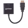 Manhattan 151467 convertidor de HDMI a VGA, HDMI macho a VGA hembra, puerto de alimentación Micro-USB opcional, 22 cm, negro