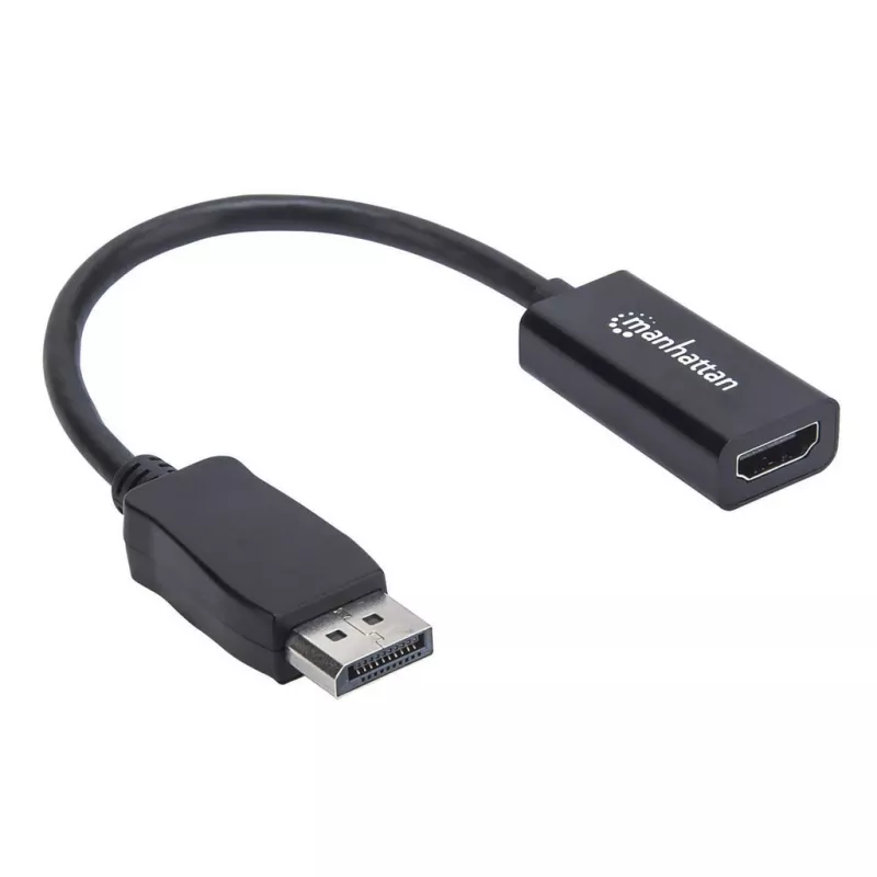 Manhattan Cable adaptador DisplayPort 1.1 a HDMI, 1080p@60Hz, conector macho a conector hembra, negro, cable de 15 cm, DP con bloqueo, no bidireccional, tres años de garantía, equivalente a DP2HDMI